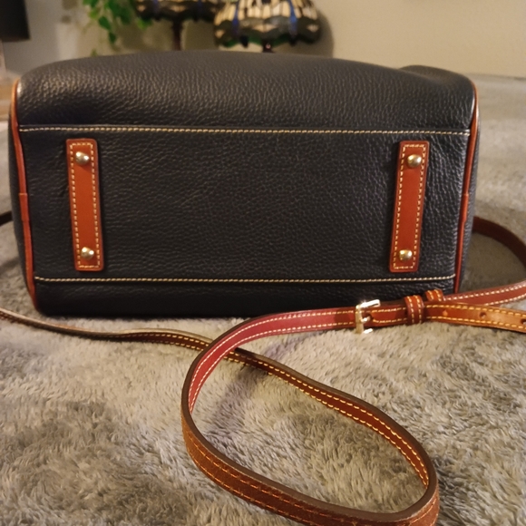 Dooney & Bourke Dark Navy and Brown Leather Satchel - Picture 6 of 16